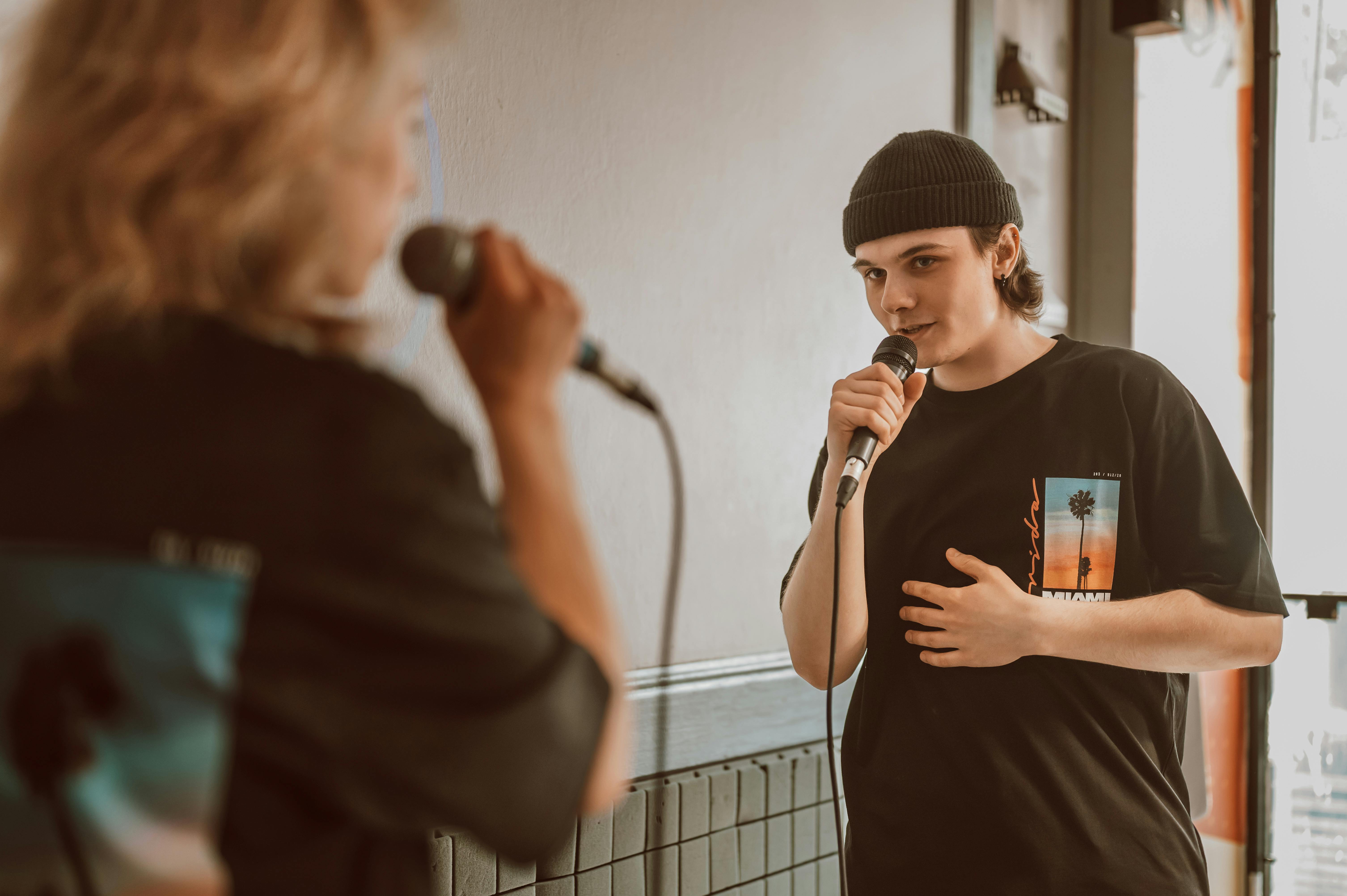 A vocalist performing