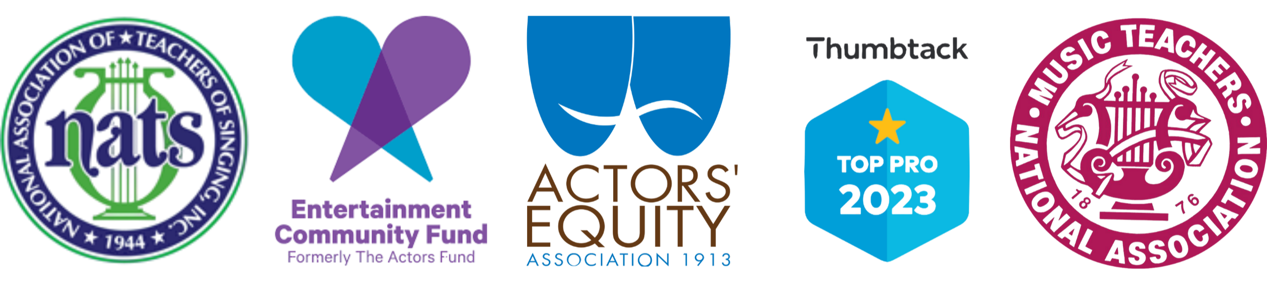 Logos of NATS, Entertainment Community Fund, Actors' Equity, Top Pro 2023, and National Association of Black Theatre