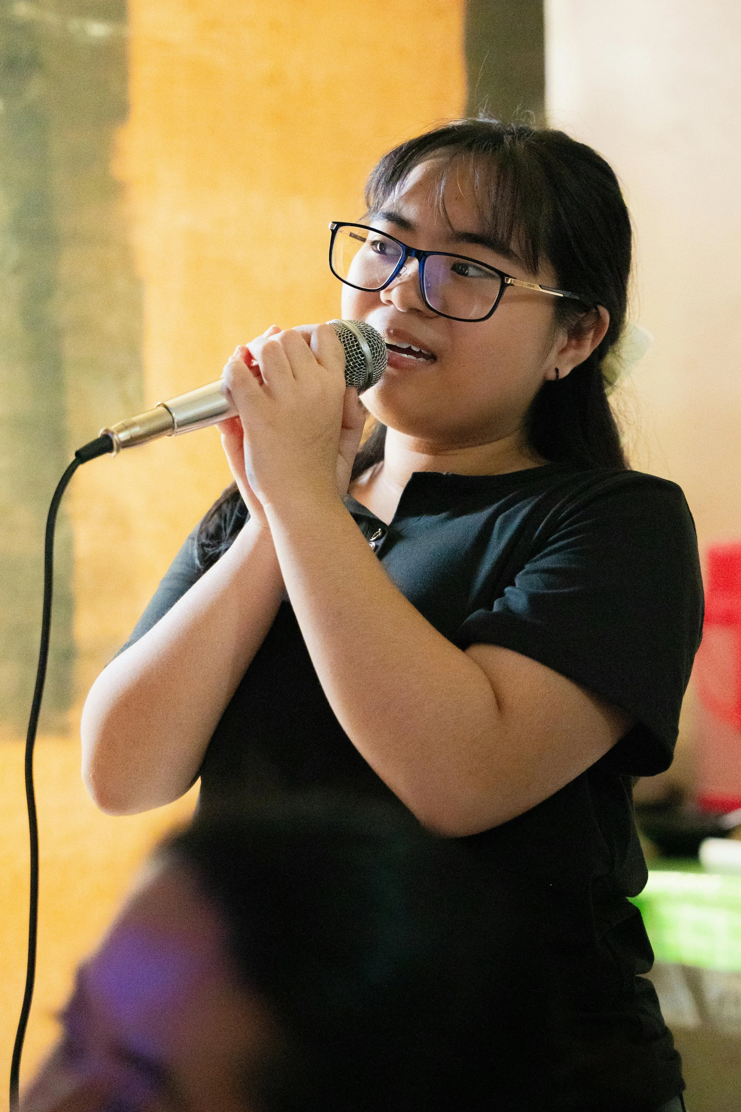 Singer performing